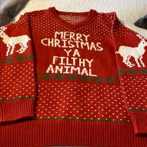 Ugly red Christmas sweater  long sleeve knit sweater.